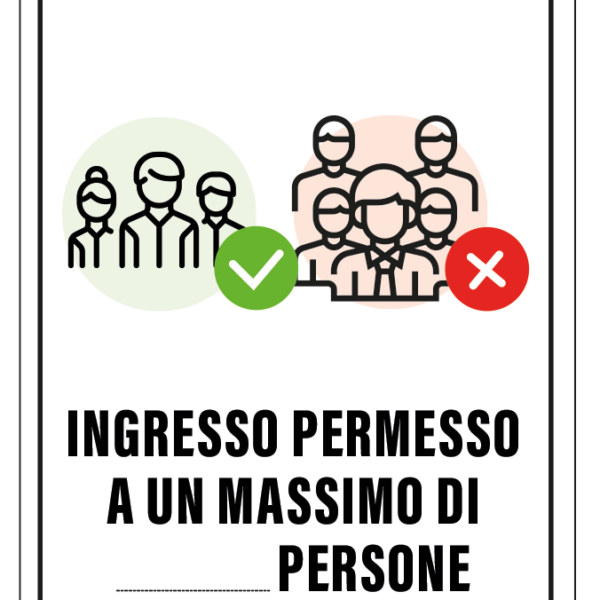 Cartello ingresso nr. max di persone.