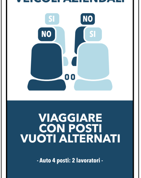 segnaletica avviso viaggiare con posti vuoti alternati