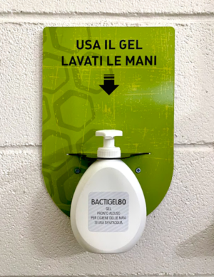 Espositore da muro universale per dispenser gel Graphicsafe Easy wall