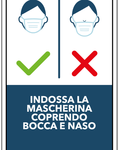 segnaletica avviso INDOSSA LA MASCHERINA COPRENDO BOCCA E NASO
