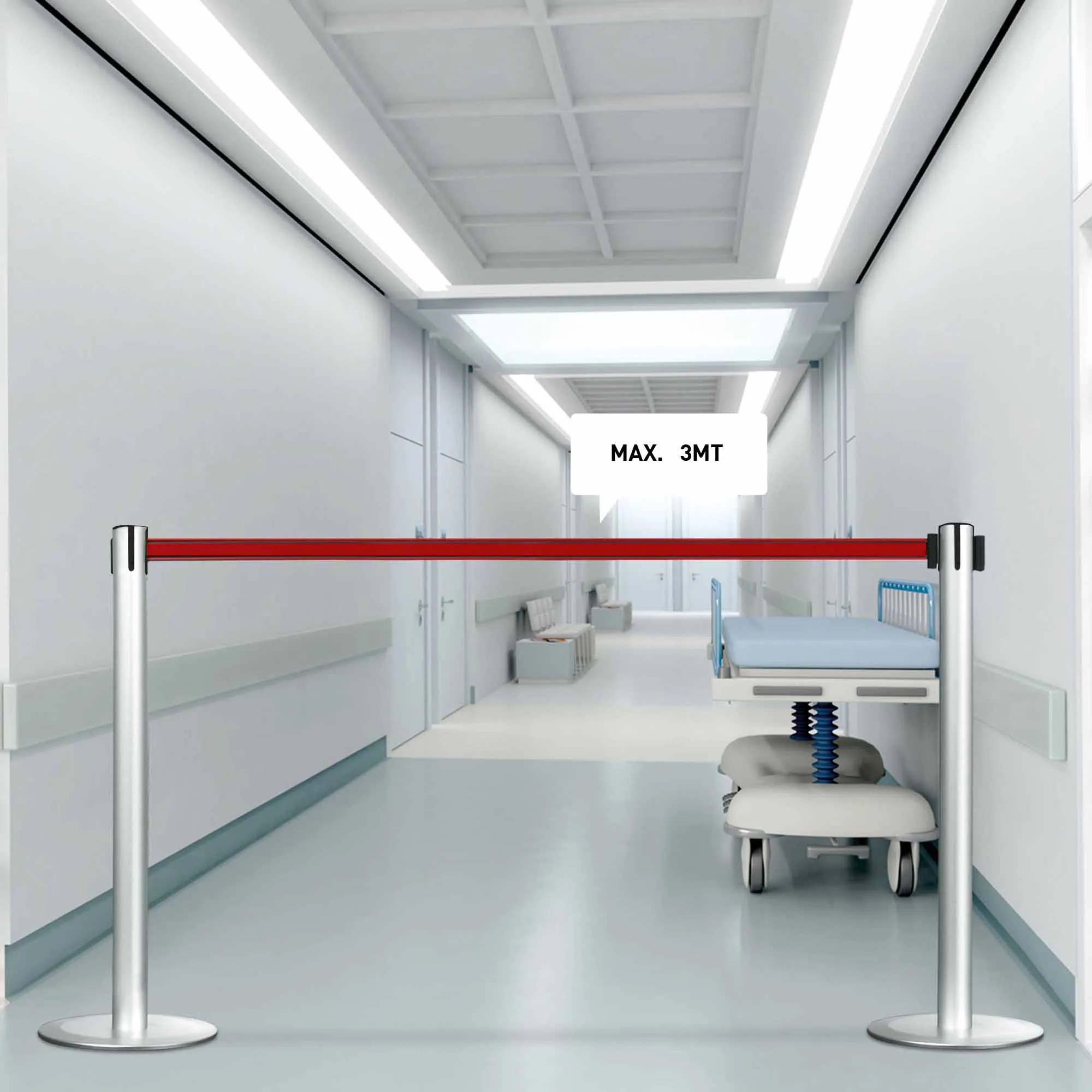 colonnina segnapercorso stopper tendinastro fino a 3 mt in alluminio argento anodizzato