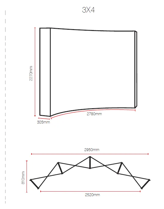 Struttura Pop Up con tessuto ” impact hop up curvo ” 4 x 3