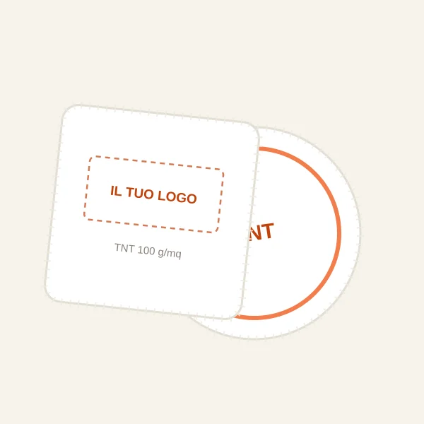 Sottobicchieri in TNT personalizzati, forma tonda o quadrata, col tuo logo