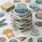 Adesivi personalizzati in vinile impilati, forme tonde e quadrate
