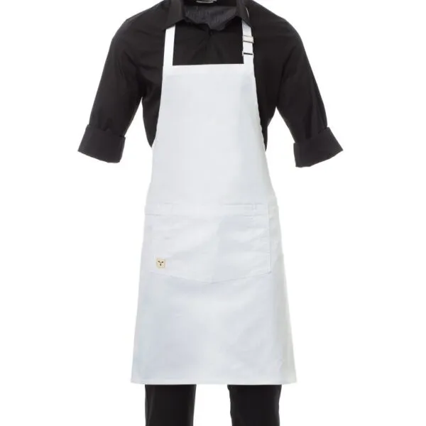 Grembiule con pettorina personalizzato Bistrot, colore bianco