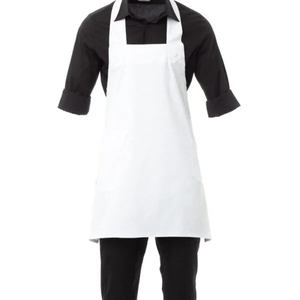 Grembiule con pettorina personalizzato Brasserie, colore bianco
