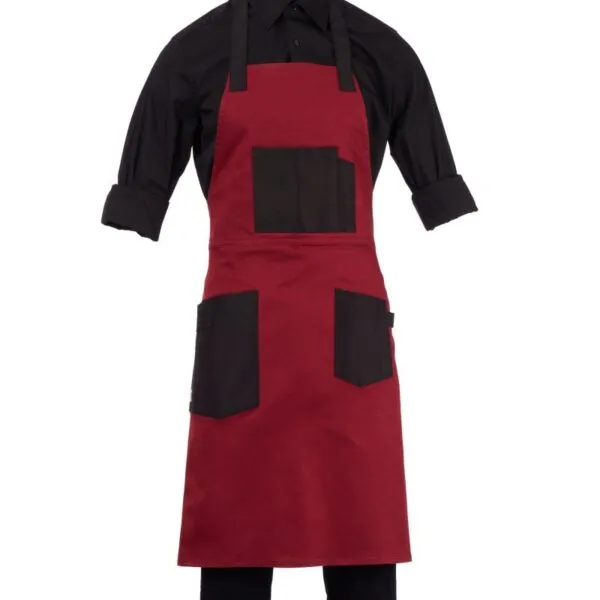 Grembiule con pettorina personalizzato Chalet, colore bordeaux