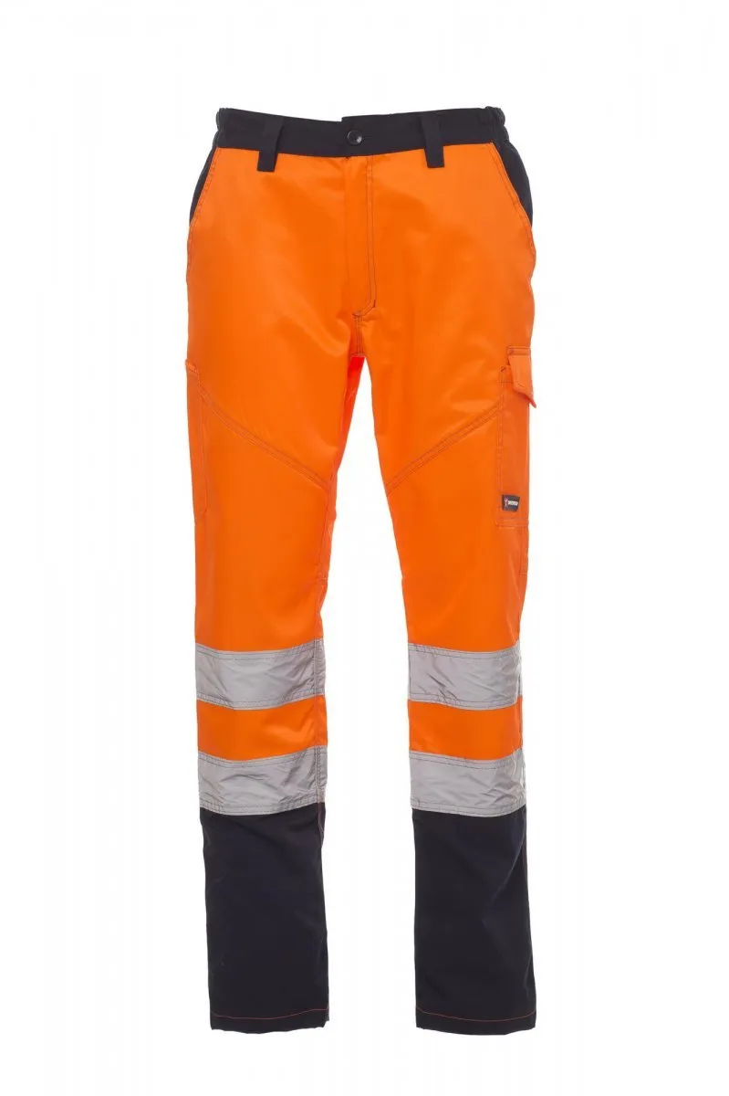 Pantaloni alta visibilità Charter da uomo, colore arancione fluo/blu navy