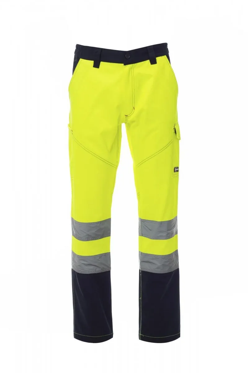 Pantaloni alta visibilità Charter da uomo, colore giallo fluo/blu navy
