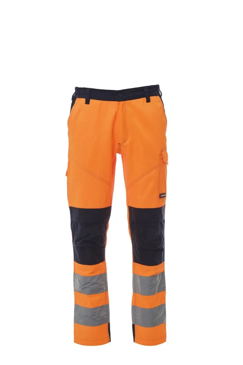 Pantaloni alta visibilità Charter Tech, colore arancione fluo/blu navy