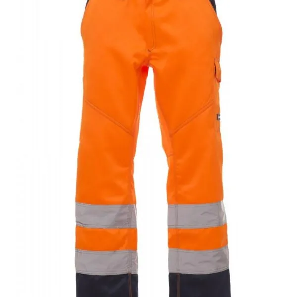 Pantaloni alta visibilità Charter Winter, colore arancione fluo/blu navy