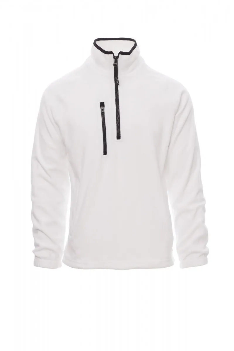 Pile con mezza zip personalizzato Dolomiti+, colore bianco