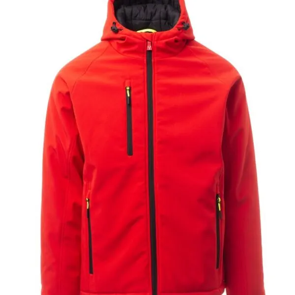 Giacca soft-shell imbottita personalizzata Gale Pad da uomo, colore rosso/nero