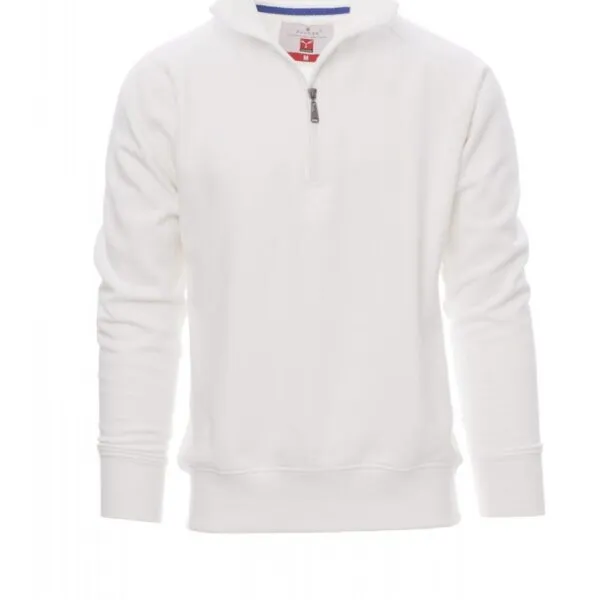 Felpa con mezza zip personalizzata Miami+ da uomo, colore bianco