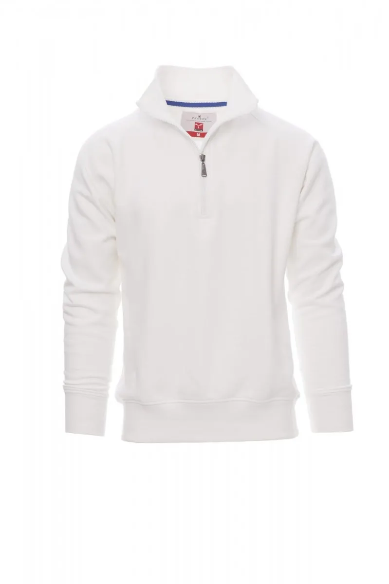Felpa con mezza zip personalizzata Miami+ da uomo, colore bianco