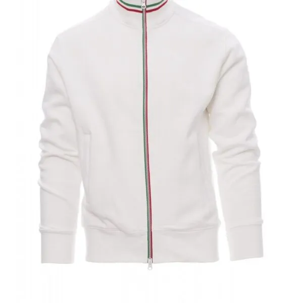 Felpa con zip personalizzata Nazionale da uomo, colore bianco/Italia