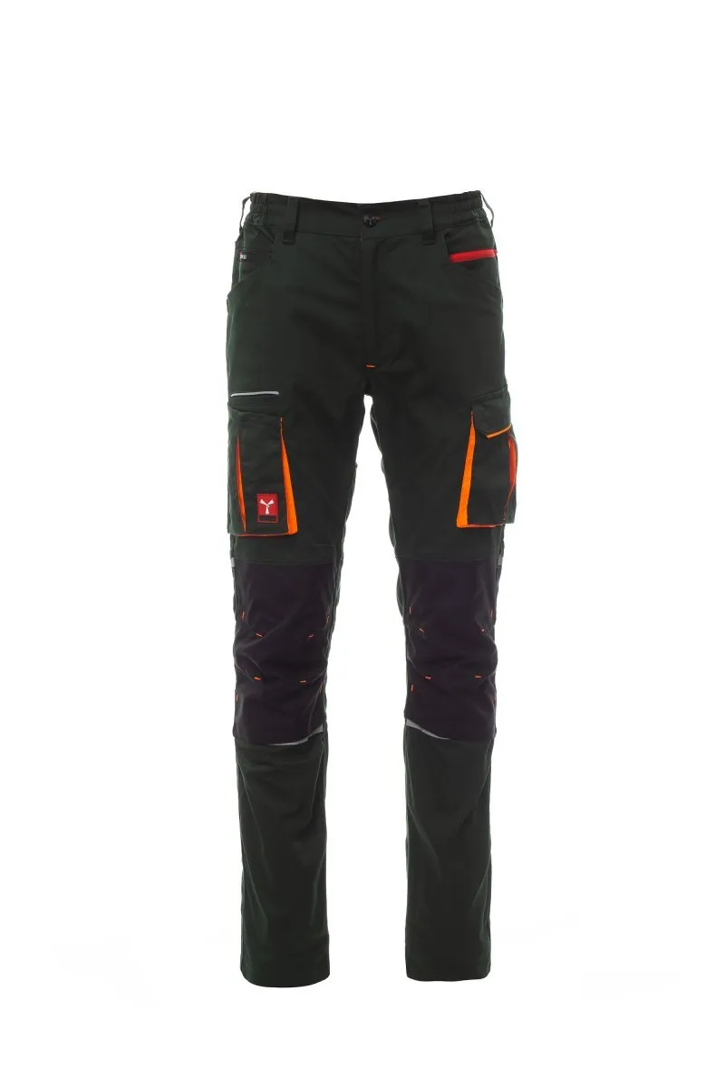 Pantaloni da lavoro elasticizzati Next 400, colore verde foresta/nero