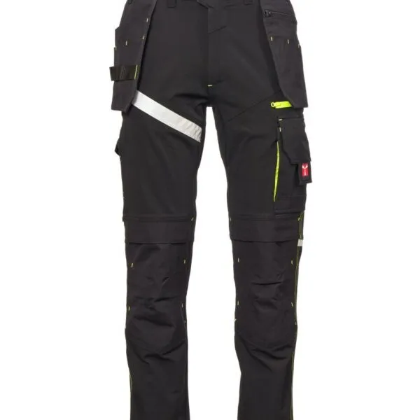 Pantaloni da lavoro estivi Next 4W Holster Summer, colore nero con dettagli giallo fluo