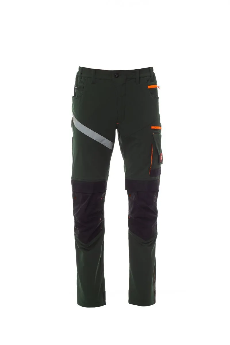 Pantaloni da lavoro estivi elasticizzati Next 4W Summer, colore verde foresta/nero