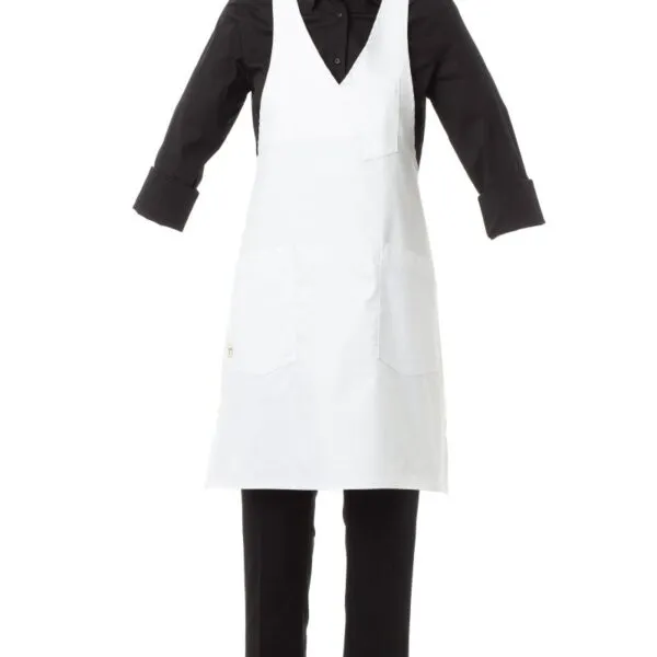 Grembiule con pettorina personalizzato Nouvelle, colore bianco