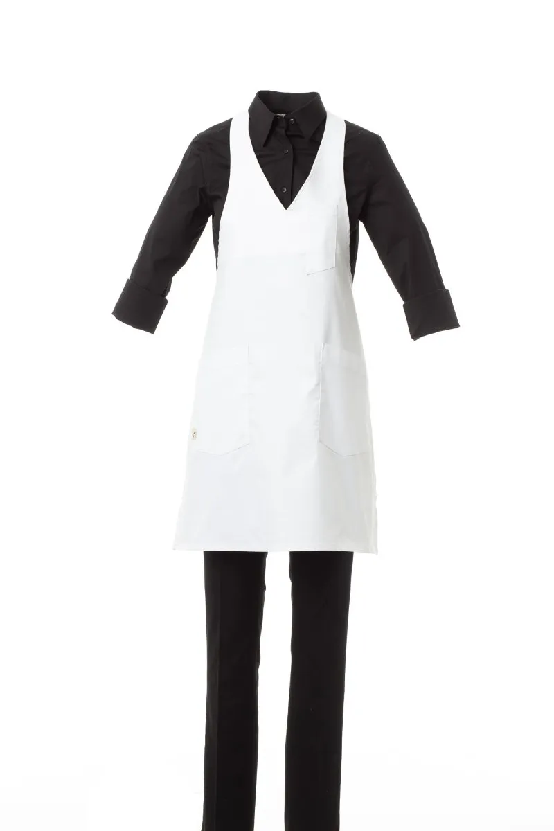 Grembiule con pettorina personalizzato Nouvelle, colore bianco