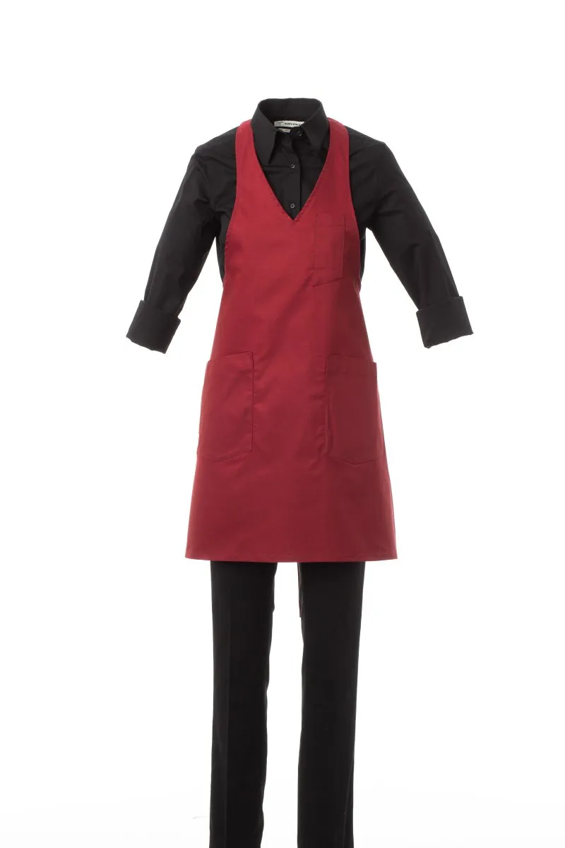 Grembiule con pettorina personalizzato Nouvelle, colore bordeaux
