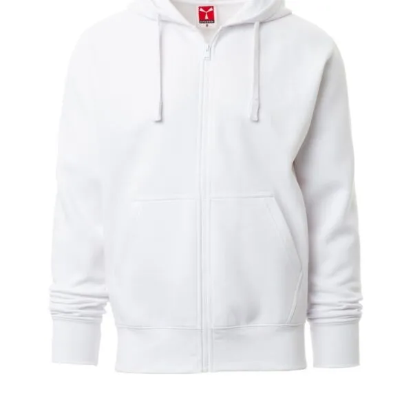 Felpa con zip e cappuccio personalizzata Portland, colore bianco