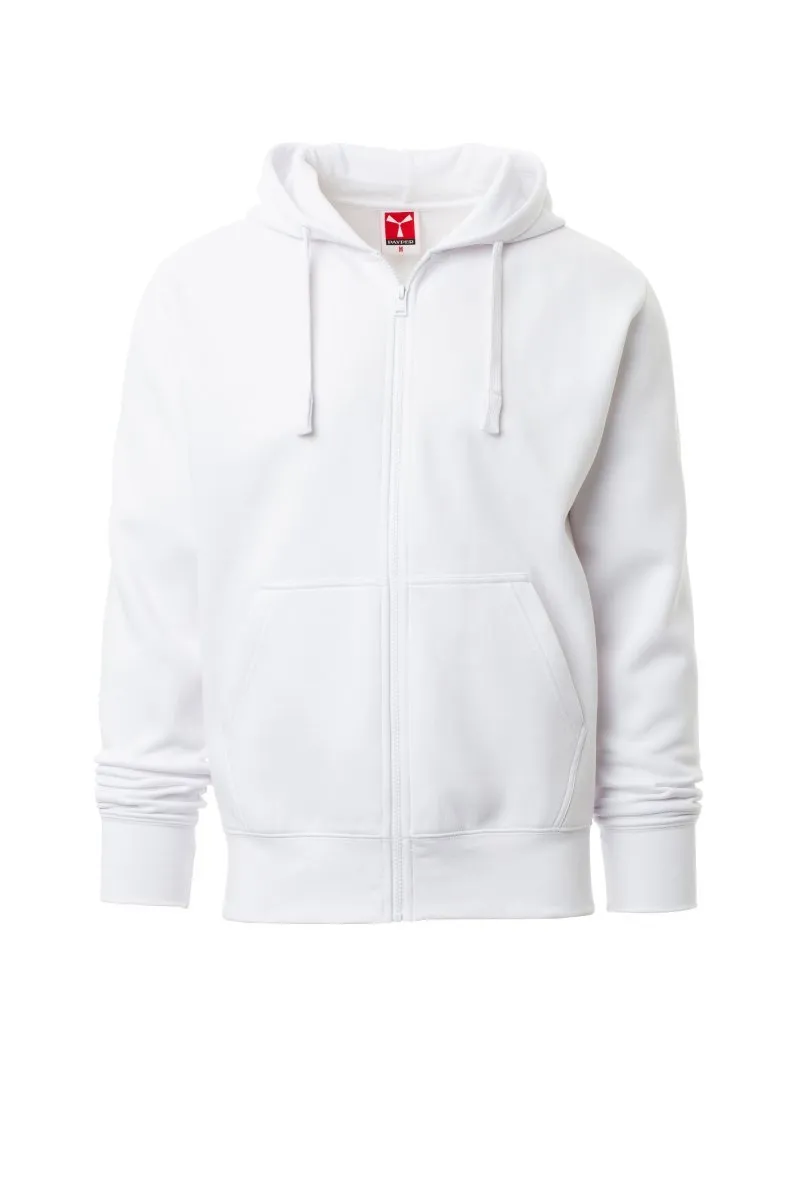 Felpa con zip e cappuccio personalizzata Portland, colore bianco