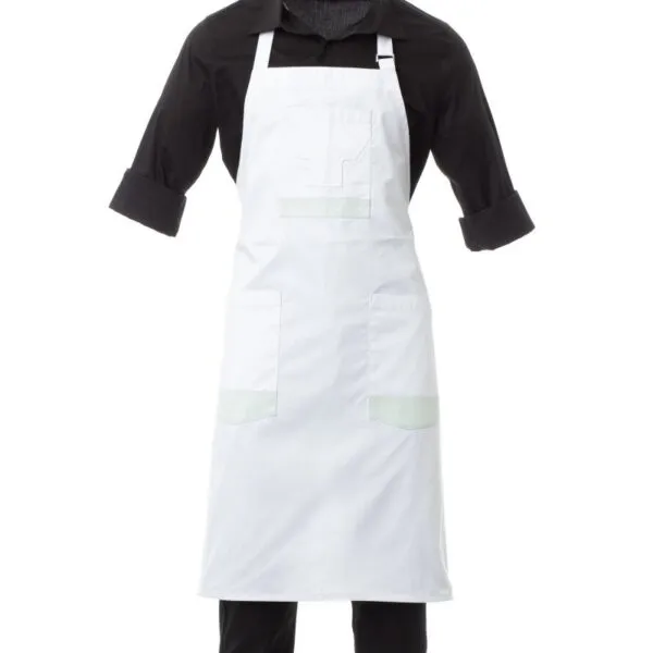 Grembiule con pettorina personalizzato Store, colore bianco/grigio perla