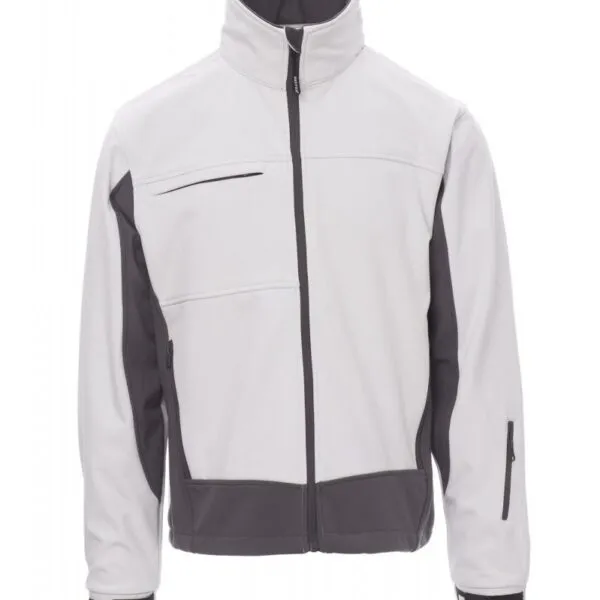 Giacca soft-shell personalizzata Storm, colore bianco/grigio