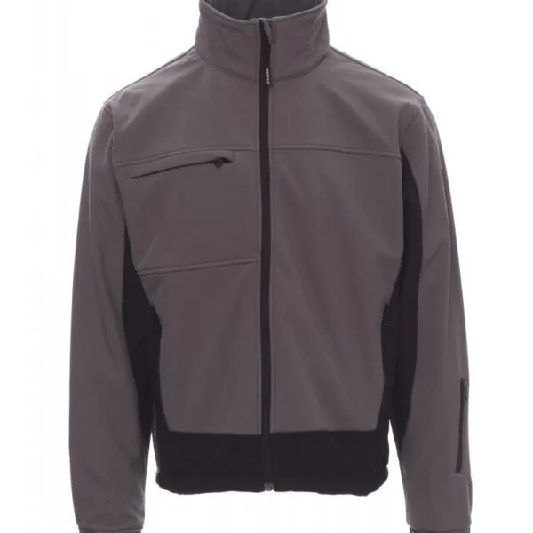 Giacca soft-shell personalizzata Storm, colore steel grey/nero