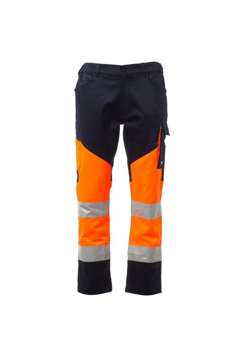 Pantaloni alta visibilità Working, colore arancione fluo/blu navy
