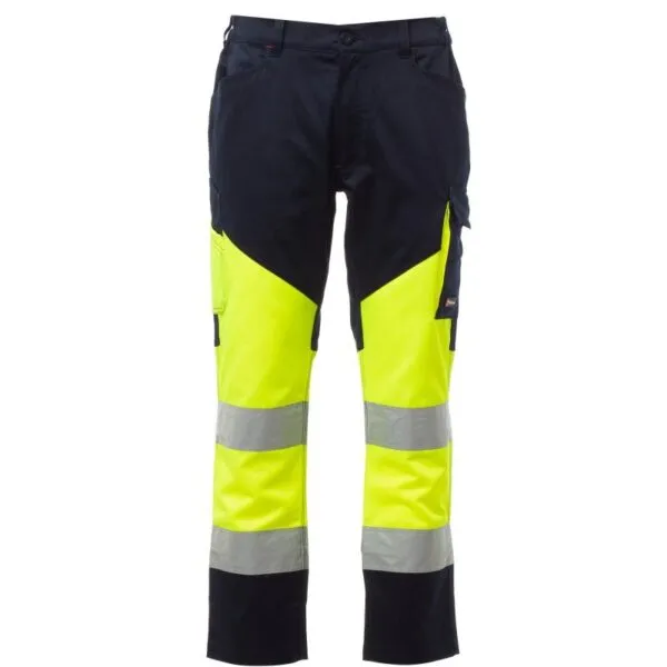 Pantaloni alta visibilità Working, colore giallo fluo/blu navy
