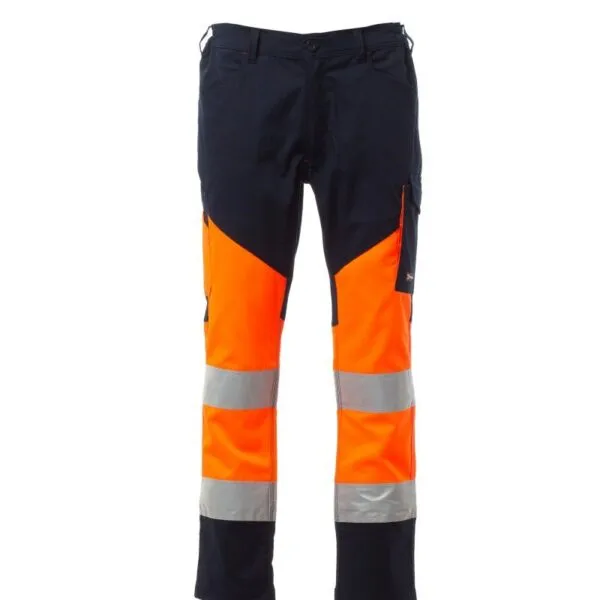 Pantaloni alta visibilità Working Summer, colore arancione fluo/blu navy