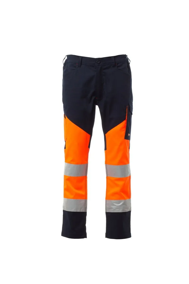 Pantaloni alta visibilità Working Summer, colore arancione fluo/blu navy