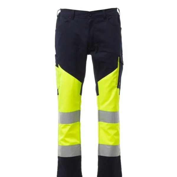 Pantaloni alta visibilità Working Summer, colore giallo fluo/blu navy