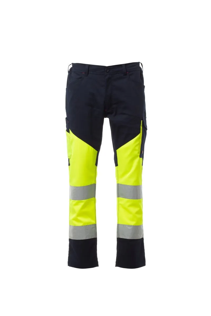Pantaloni alta visibilità Working Summer, colore giallo fluo/blu navy